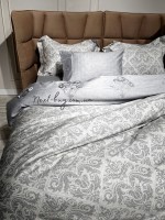 Maison D'or New Damask grey постільна білизна євро 200х220 сатин з вишивкою - Зображення 3