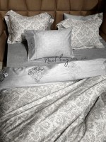 Maison D'or New Damask grey постільна білизна євро 200х220 сатин з вишивкою - Зображення 4