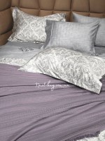 Maison D'or New Damask grey постільна білизна євро 200х220 сатин з вишивкою - Зображення 8