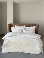 Maison D'or Les Azzures ecru-rose постельное белье евро 200х220 сатин с вышивкой из стрекоз