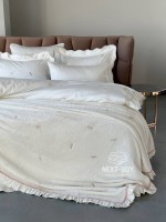 Maison D'or Les Azzures ecru-rose постельное белье евро 200х220 сатин с вышивкой из стрекоз — изображение 6