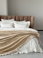 Maison D'or Les Azzures ecru-ecru постільна білизна євро 200х220 сатин з вишивкою бабок - Зображення 7