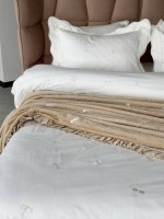 Maison D'or Les Azzures ecru-ecru постільна білизна євро 200х220 сатин з вишивкою бабок - Зображення 8