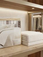 Постільна білизна махрова Maison D'or Jaquard Stretcu Terry Set Krem 200x220см