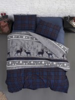 Постільна білизна з простирадлом на резинці First Choice Flannel Happiness Navy Blue євро - Зображення 7