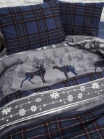 Постільна білизна з простирадлом на резинці First Choice Flannel Happiness Navy Blue євро - Зображення 8