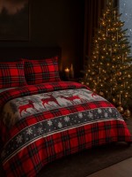 Постільна білизна з простирадлом на резинці First Choice Flannel Happiness Red євро  тепла фланель 100% бавовна - Зображення 10