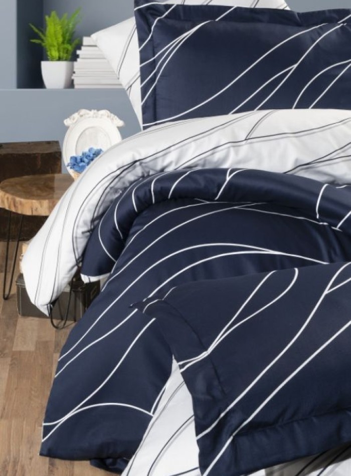 First Choice Mesi Navy blue постільна білизна сатин сімейний 160х220х2 - Зображення 2