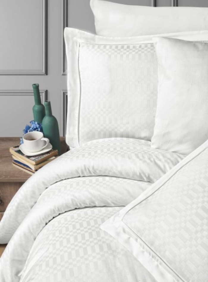 First choice Chackers white delux сатин постельное белье евро 200х220 — изображение 2