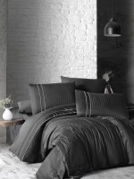 First choice Stripe style anthracite-smoke delux сатин постільна білизна евро 200х220