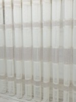 Тюль льон Linen з плетінням беж+кофейний - Зображення 2