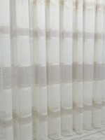 Тюль льон Linen з плетінням беж+кофейний - Зображення 4