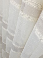 Тюль льон Linen з плетінням беж+кофейний - Зображення 6