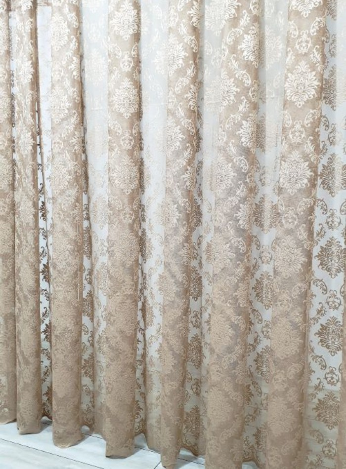 Тюль грек-сетка с жаккардовым узором Jacquard кофейный — изображение 2