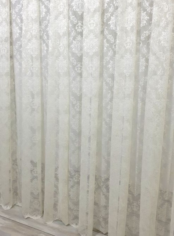 Тюль грек-сетка с жаккардовым узором Jacquard кремовый — изображение 2
