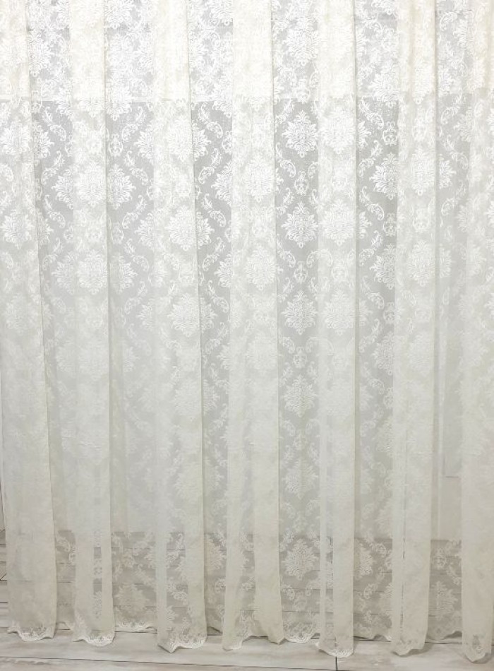 Тюль грек-сетка с жаккардовым узором Jacquard кремовый — изображение 3