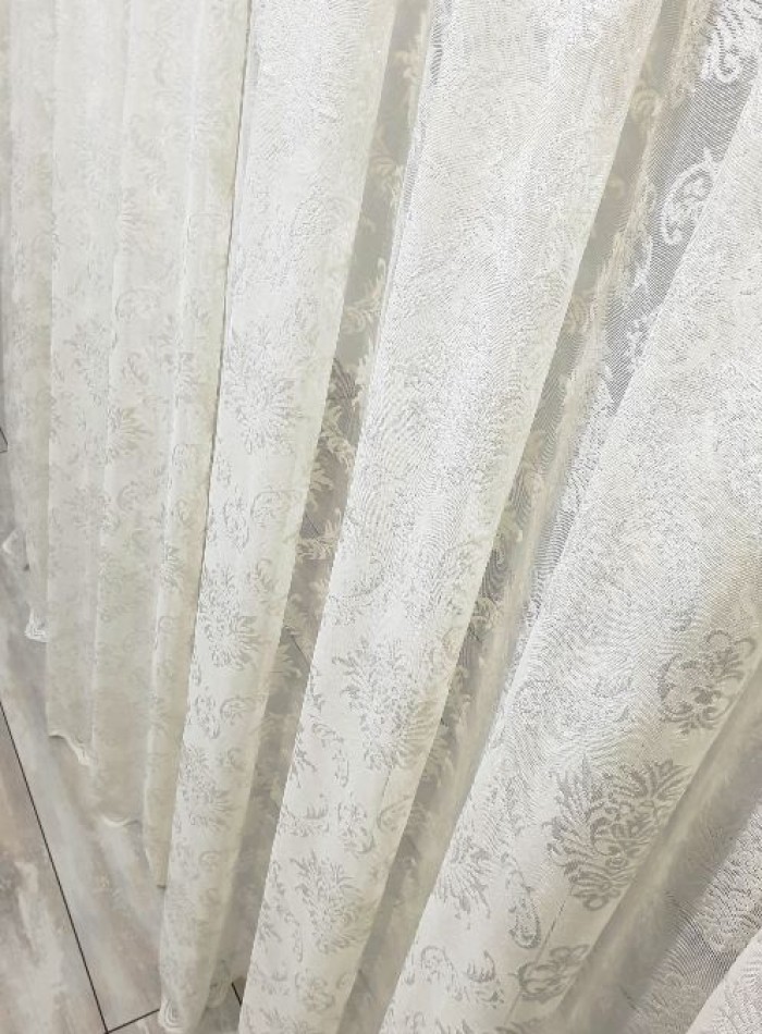 Тюль грек-сетка с жаккардовым узором Jacquard кремовый — изображение 4