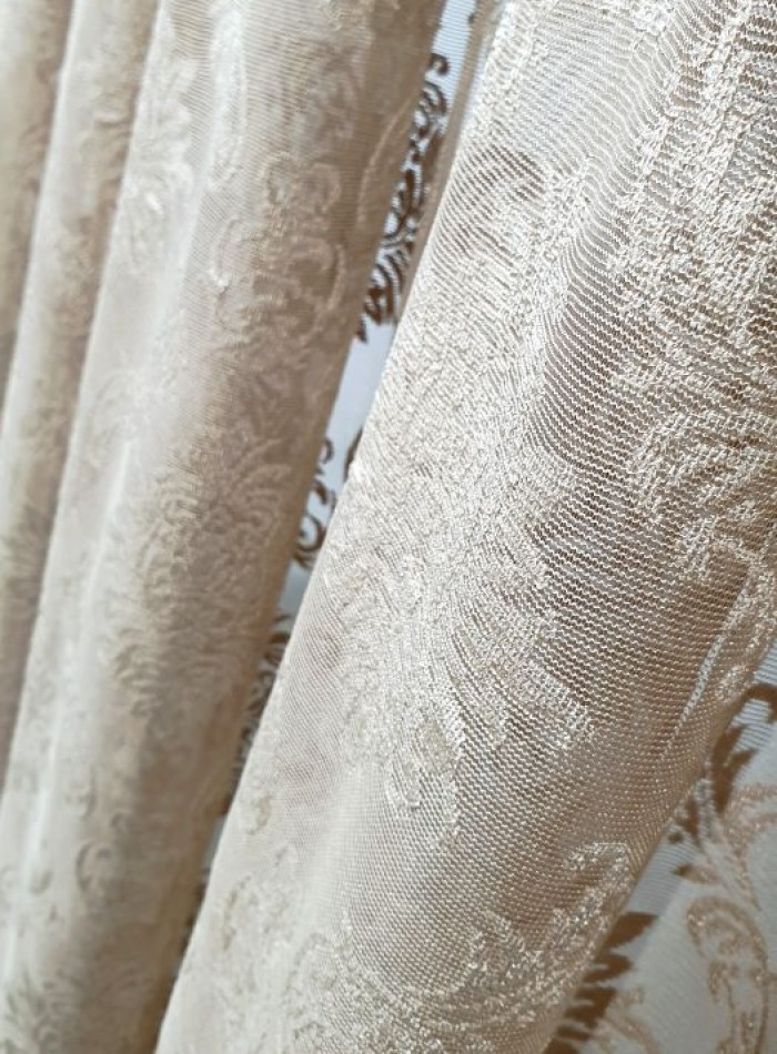 Тюль грек-сетка с жаккардовым узором Jacquard кофейный — изображение 6