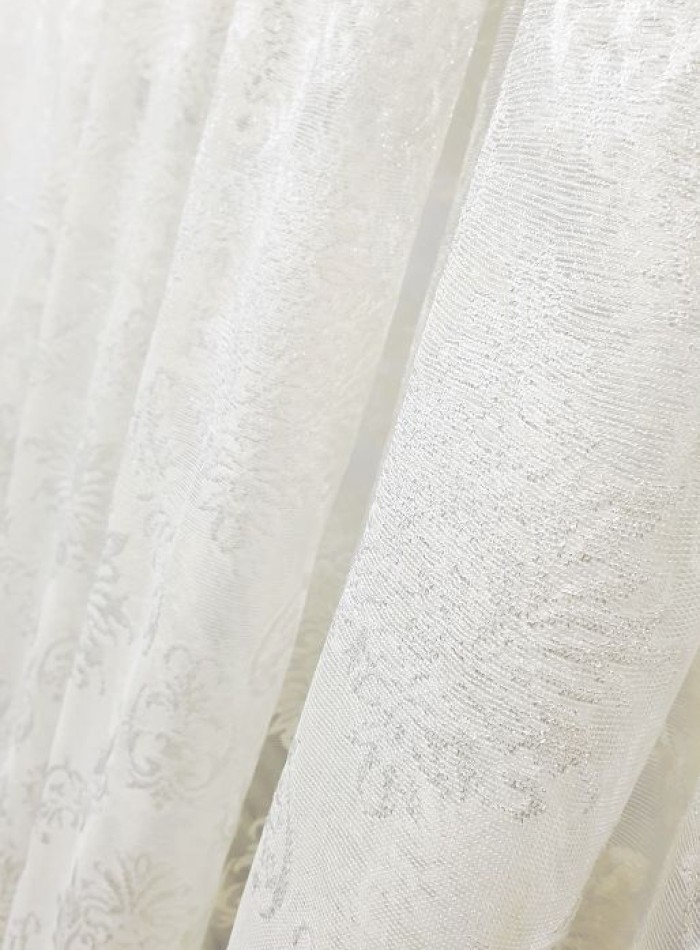 Тюль грек-сетка с жаккардовым узором Jacquard кремовый — изображение 6