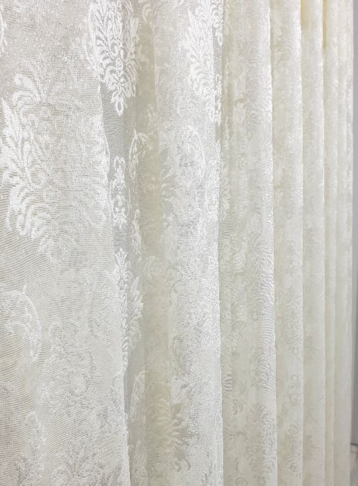 Тюль грек-сетка с жаккардовым узором Jacquard кремовый — изображение 7