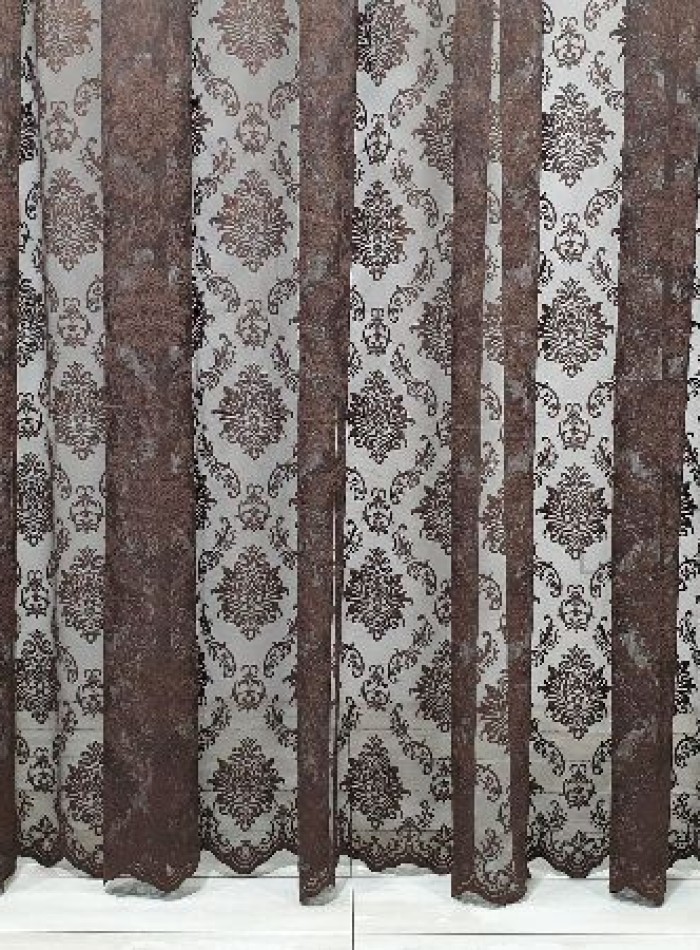 Тюль грек-сітка з жакардовим візерунком Jacquard шоколадний - Зображення 2