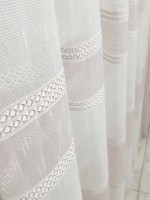 Тюль льон Linen з плетінням крем+пудра - Зображення 7