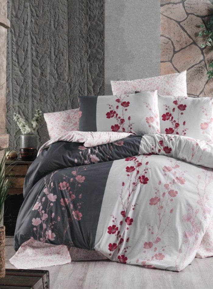 First Сhoice Camelia anthracite постільна білизна ранфорс сімейний 160х220х2 - Зображення 2