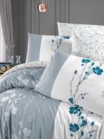 First Сhoice Camelia grey постільна білизна ранфорс евро 200х220 - Зображення 2