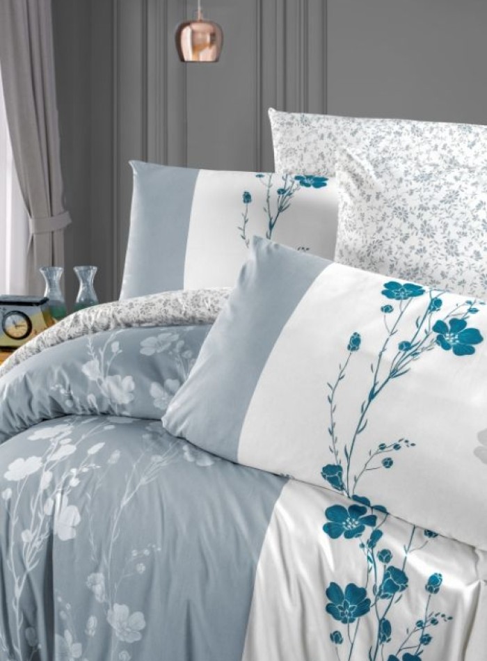 First Сhoice Camelia grey постільна білизна ранфорс евро 200х220 - Зображення 2