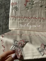 Постельное белье Diamond Pepela beige сатин с вышивкой и аппликацией евро 200х220 — изображение 3