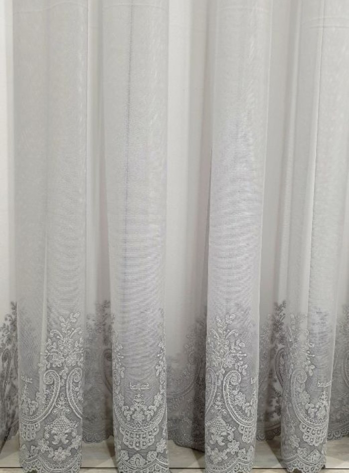 Тюль грек-сітка Bridalveil сірий з блиском - Зображення 4
