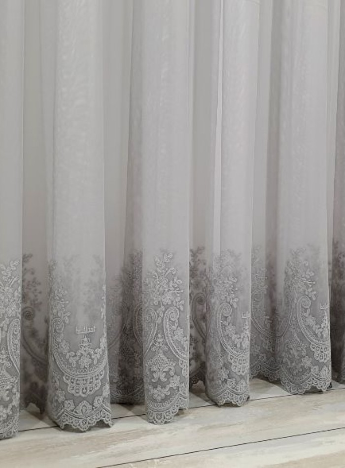 Тюль грек-сітка Bridalveil сірий з блиском - Зображення 5