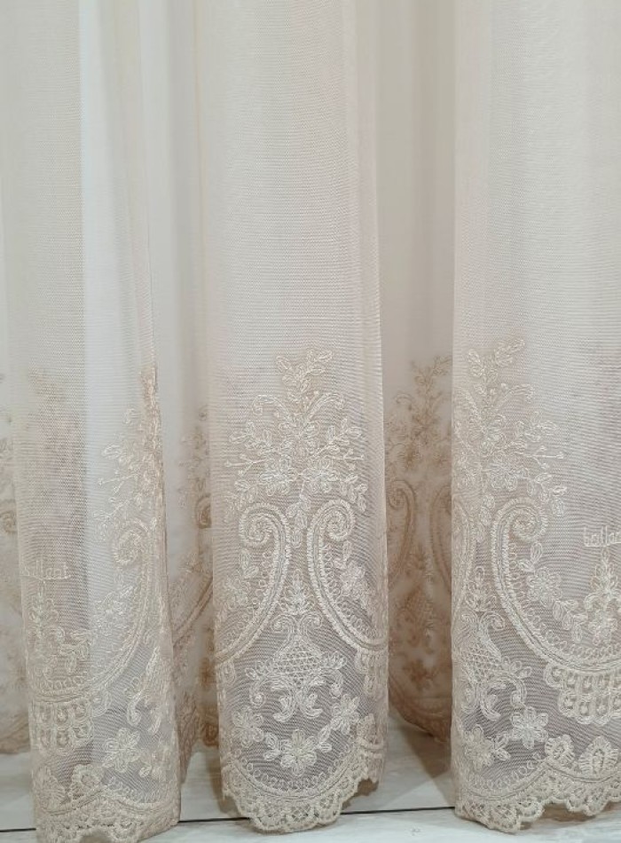 Тюль грек-сетка Bridalveil кофейный с блеском — изображение 4