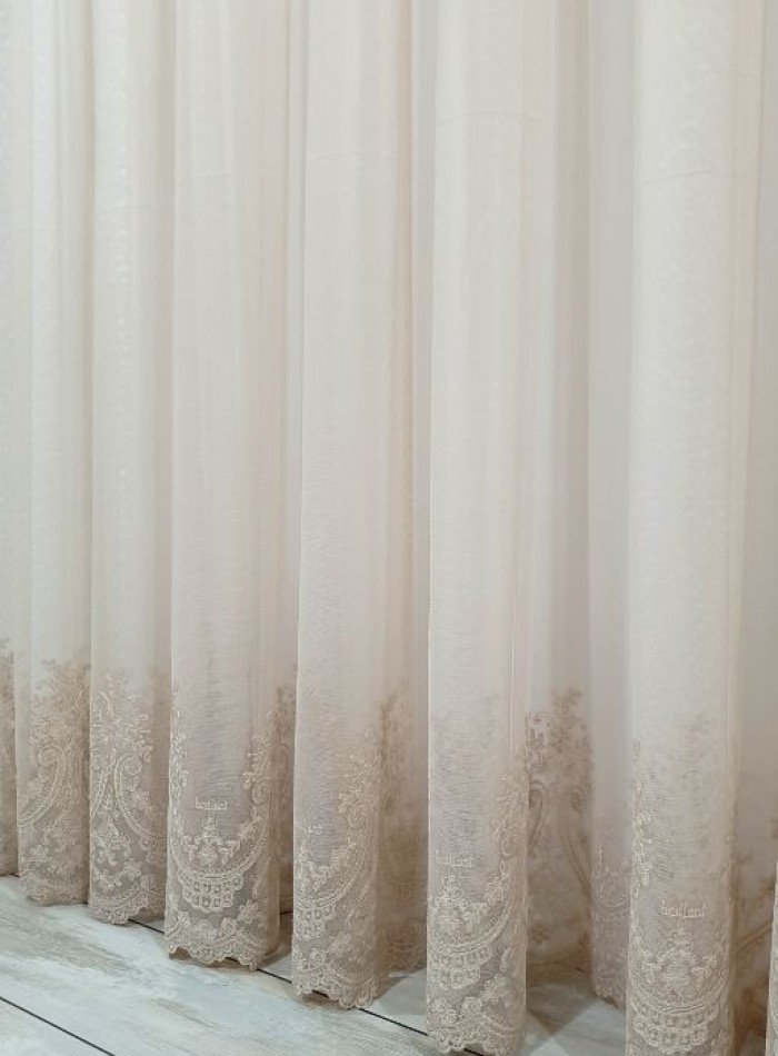 Тюль грек-сетка Bridalveil кофейный с блеском — изображение 5