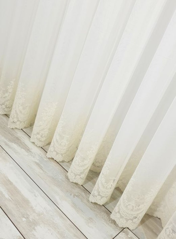 Тюль грек-сітка Bridalveil кремовий з блиском - Зображення 5