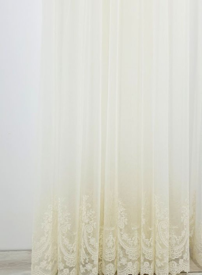 Тюль грек-сітка Bridalveil кремовий з блиском - Зображення 7