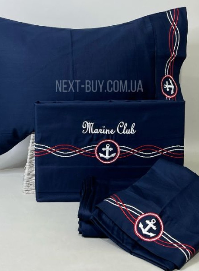 Постільна білизна Diamond Marine Club білий сатин з вишивкою і аплікацією евро 200х220 - Зображення 2