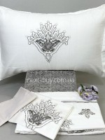 Постельное белье Diamond Serene krem сатин с вышивкой евро 200х220