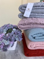 Diamond Emirgan вязаный плед с аппликацией сиреневый 220х240 Турция — изображение 8