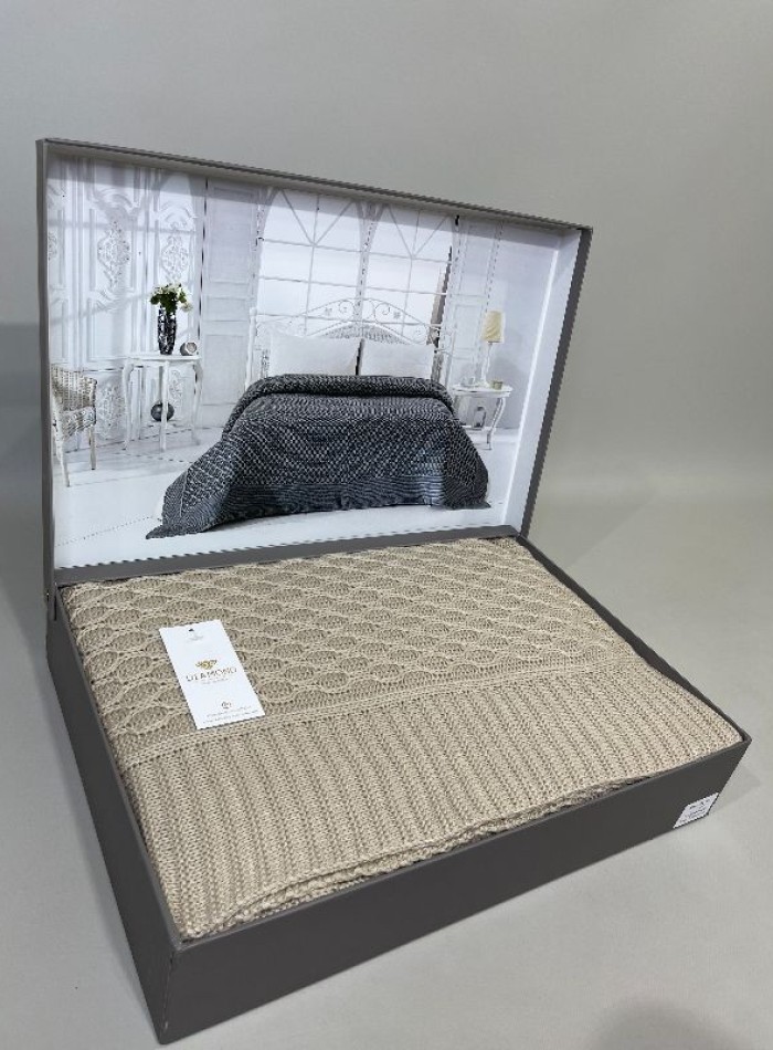 Diamond Silvia вязаный плед бежевый 220х240 Турция — изображение 4