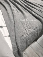 Diamond Emirgan вязаный плед с аппликацией серый 220х240 Турция — изображение 5