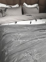 Diamond Emirgan вязаный плед с аппликацией серый 220х240 Турция — изображение 3