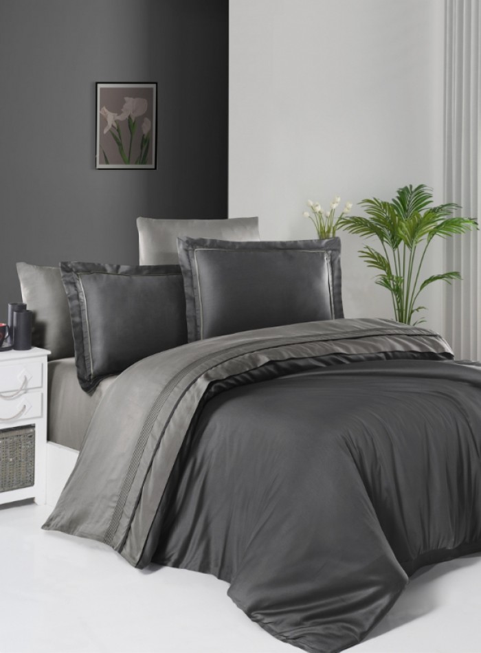 First choice Serenity Anthracite & Smoke delux сатин постельное белье евро 200х220 — изображение 2