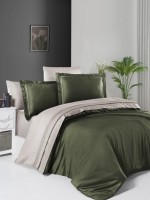 First choice Serenity Dark Green & Sand delux сатин постельное белье евро 200х220
