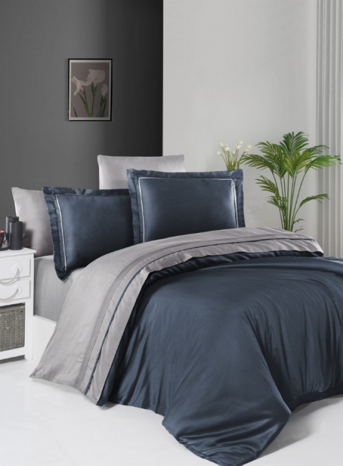 First choice Serenity Denim & Grey delux сатин постільна білизна евро 200х220 - Зображення 2