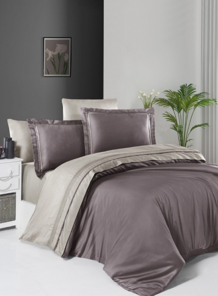 First choice Serenity Lilac & Beige delux сатин постельное белье евро 200х220 — изображение 2