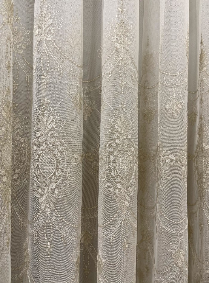 Тюль грек-сетка с узором Hanging коричневый Турция — изображение 4