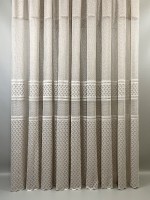 Тюль грек-сітка з плетінням Wicker бежевий Туреччина - Зображення 2