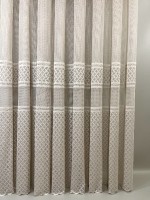 Тюль грек-сітка з плетінням Wicker бежевий Туреччина - Зображення 5
