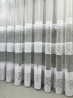 Тюль фатин з візерунком Binding білий Туреччина - Зображення 3